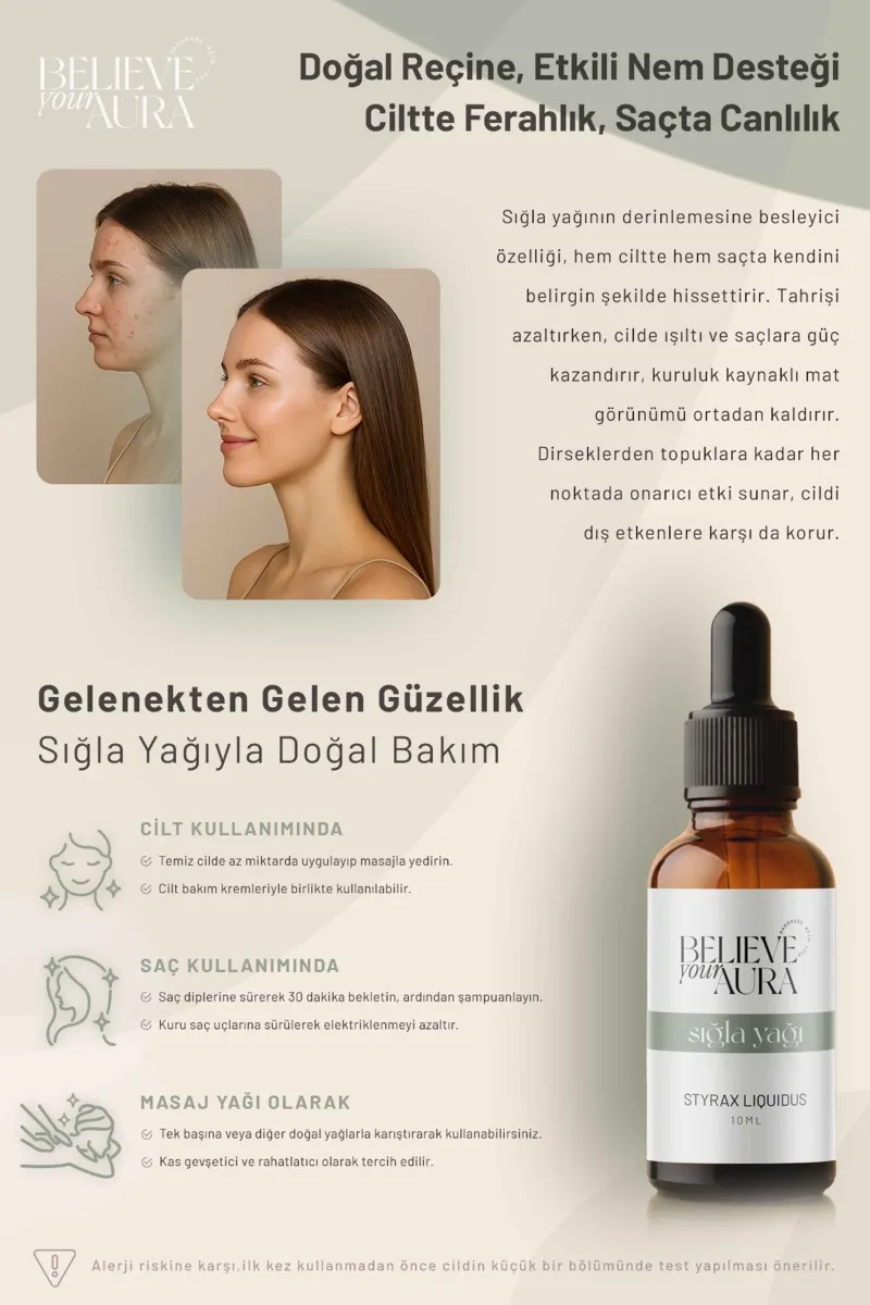 Believe Your Aura Sığla (Günlük) Yağı Saf ve Doğal Canlandırıcı Besleyici Cilt ve Saç Bakım Yağı ATYSIG-959