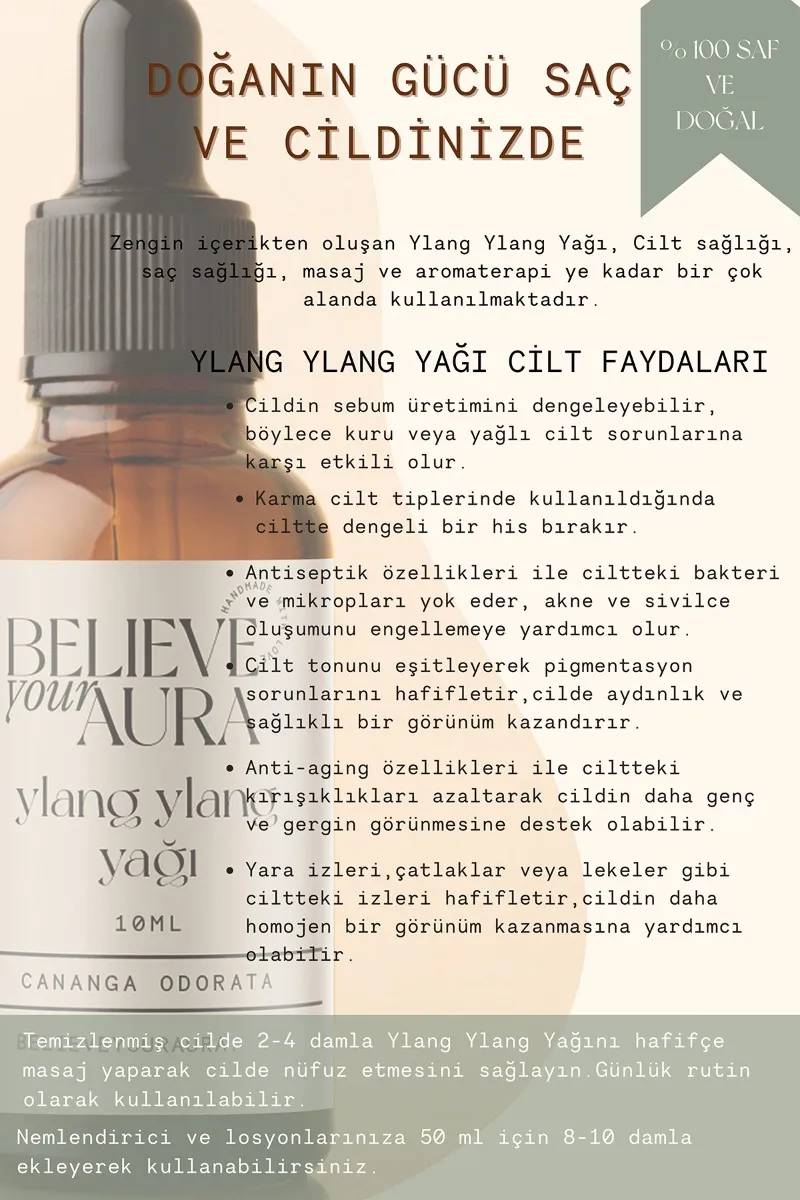 Believe Your Aura Saf ve Doğal Ylang Ylang Yağı - ATYYYL-1151