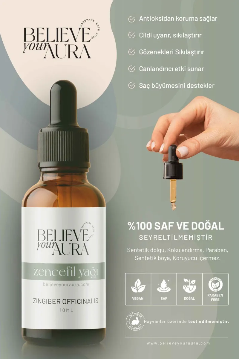 Believe Your Aura Doğal Zencefil Cilt ve Saç bakım Yağı ATYZNF-1201