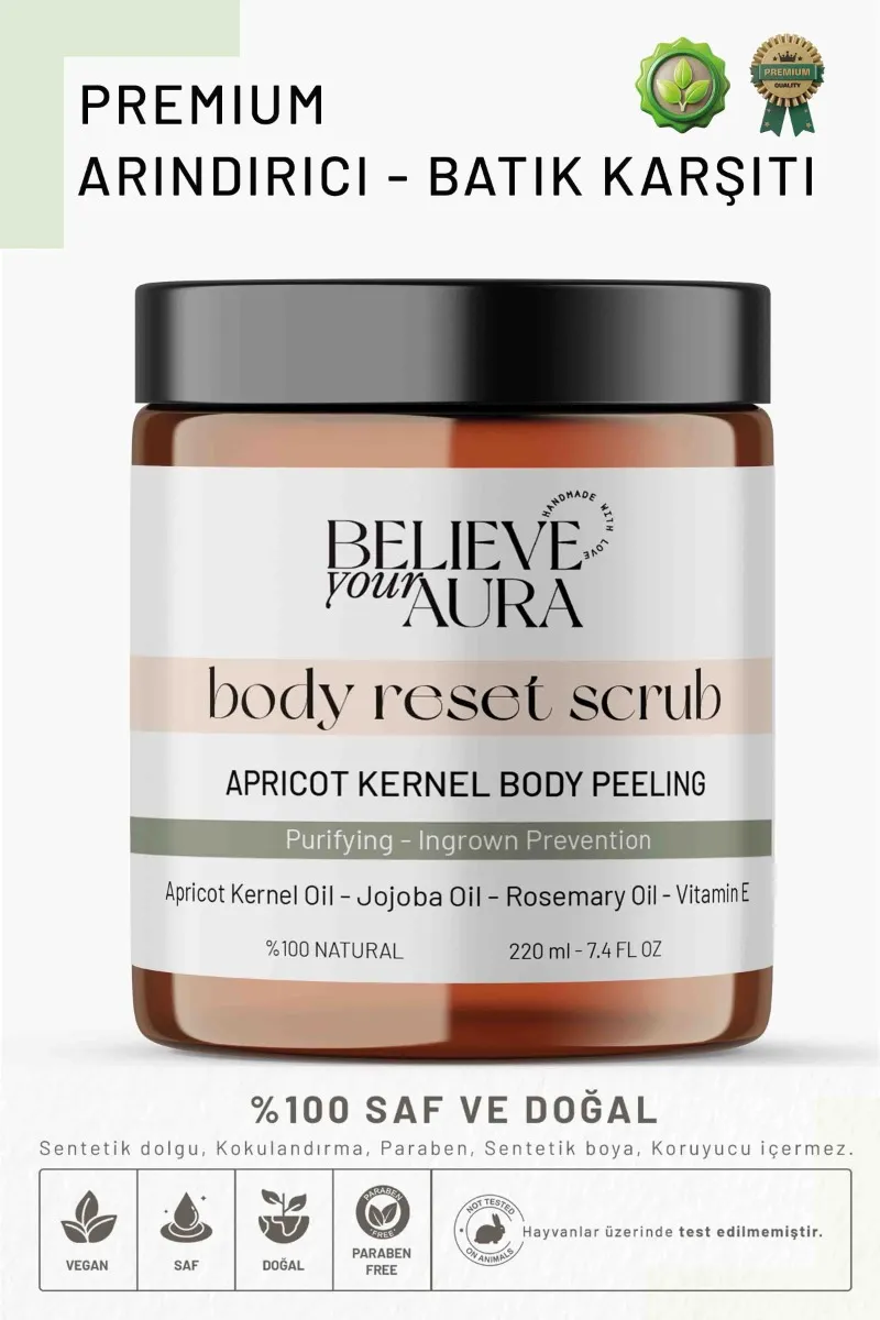 Believe Your Aura Batık Giderici Vücut Peelingi - %100 Doğal Arındırıcı Yenileyici Batık Önleyici Body Scrub - BDSBODY102-220