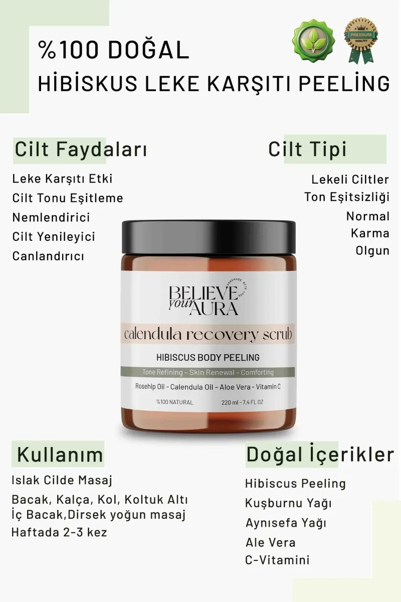 Believe Your Aura Leke Karşıtı Vücut Peelingi - Ton Eşitleyici Aydınlatıcı Batık Karşıtı Hibiskus Body Scrub -BDSBODY103-220