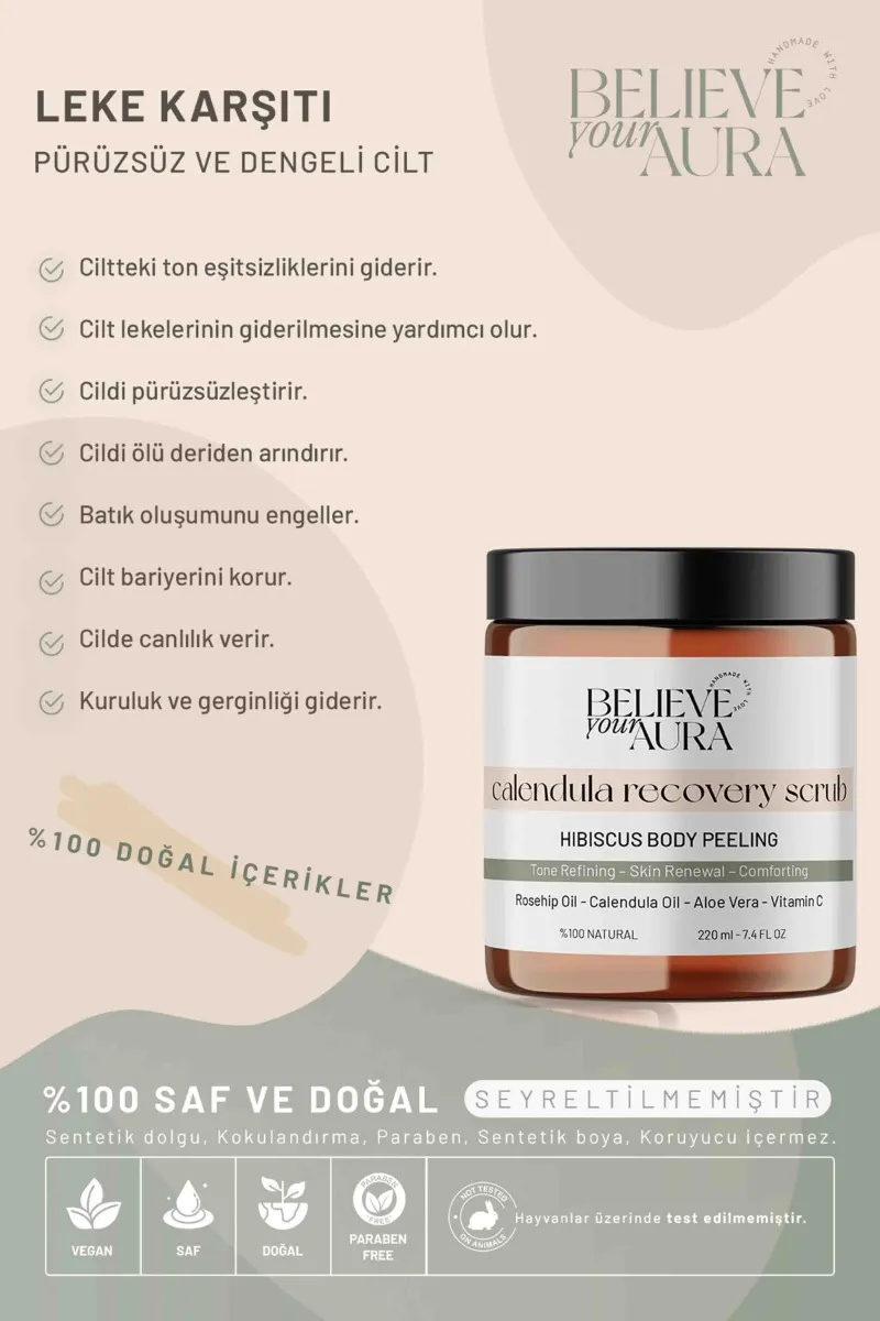 Believe Your Aura Leke Karşıtı Vücut Peelingi - Ton Eşitleyici Aydınlatıcı Batık Karşıtı Hibiskus Body Scrub -BDSBODY103-220