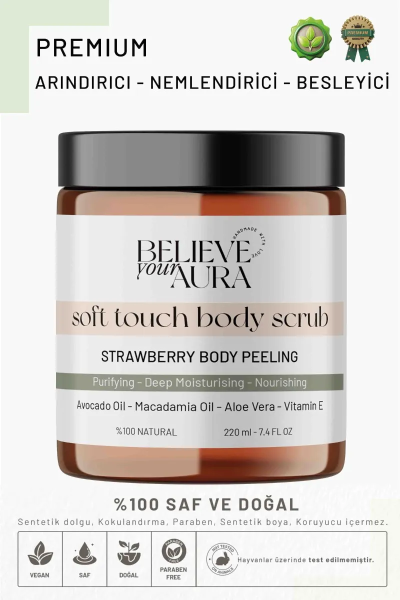 Believe Your Aura Avokado Yağı Vücut Peelingi - Derin Nemlendirici Besleyici Pürüssüzleştirici Body Scrub -BDSBODY110-220