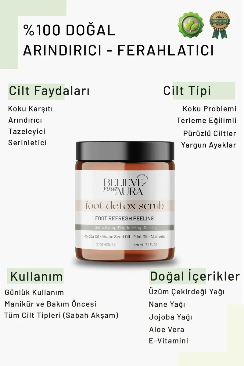 Believe Your Aura Koku Önleyici Ayak Pellingi - Ferahlatıcı Dengelyici Arındırıcı Ayak Detox Bakım Peelingi -BDSFOOT104-220