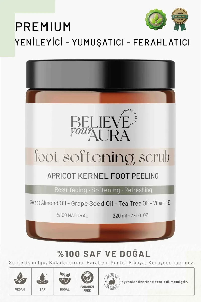 Believe Your Aura Ayak ve Topuk Çatlak Bakım Peelingi - Yenileyici Onarıcı Koku Giderici Ayak Peeling Kremi- BDSFOOT105-220