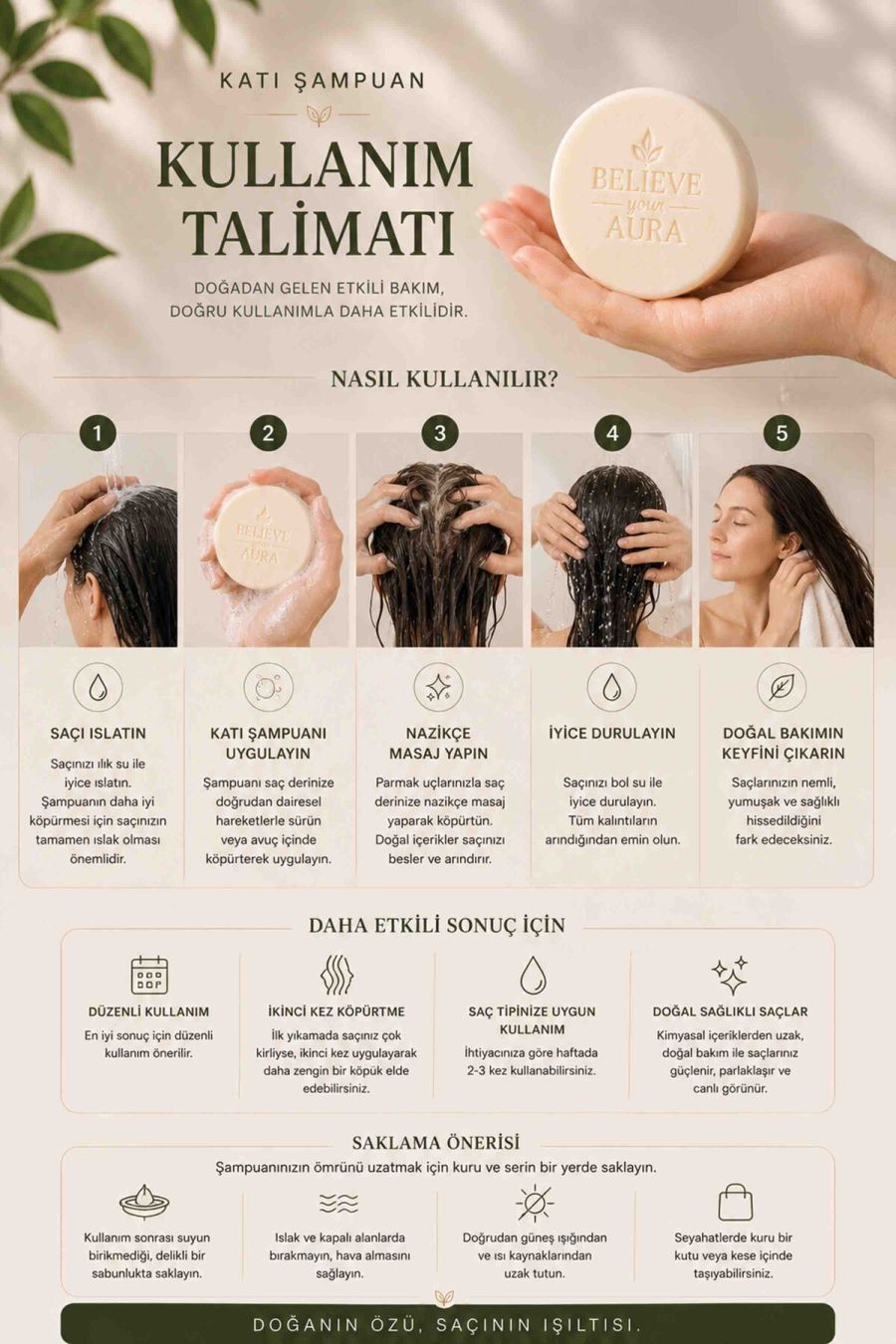 Derin Nemlendirici Yumuşatıcı Katı Şampuan - Kuru ve Kepekli Saçlar İçin Argan Yağı Aloe Vera E-Vitamini Provitamin B5 - 100 gr KSHMP06-100