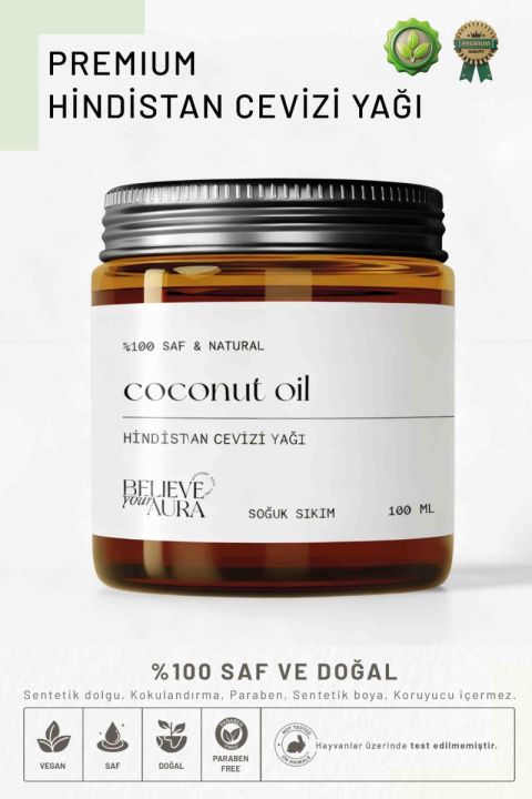 Hindistan Cevizi Yağı - %100 Saf ve Doğal Soğuk Sıkım Hindistan Cevizi Yağı - 100 ml