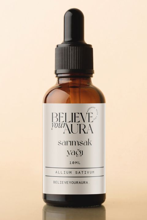 Believe Your Aura Sarımsak Yağı - %100 Saf ve Doğal Akne Karşıtı Dökülme Karşıtı Cilt ve Saç Bakım Yağı - Garlic Oil - ATYSRS