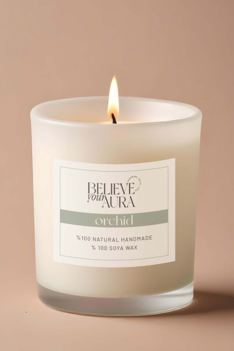Believe Your Aura Orkide Kokulu Bardak Mum MBSBRD07710-ORK