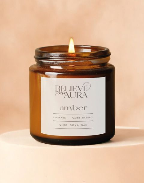 Organik Soya Wax Amber Kokulu Mum MBSKAV04810-AMB