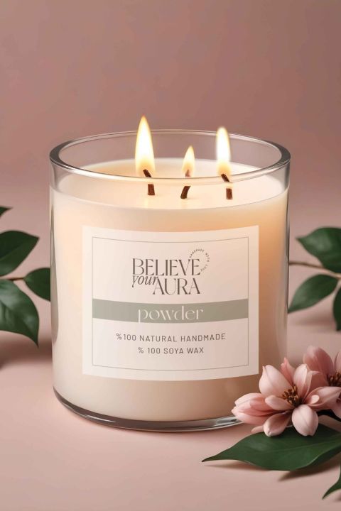 Believe Your Aura Pudra Kokulu Büyük Kavanoz Mum MBSKAV07810-PDR
