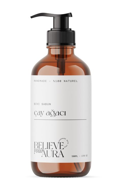 Believe Your Aura Çay Ağacı Yağı El ve Cilt Sabunu - E Vitamini Aloe Vera Shea Butter Katkılı %100 Doğal Sıvı Sabun SIVCAY204-204