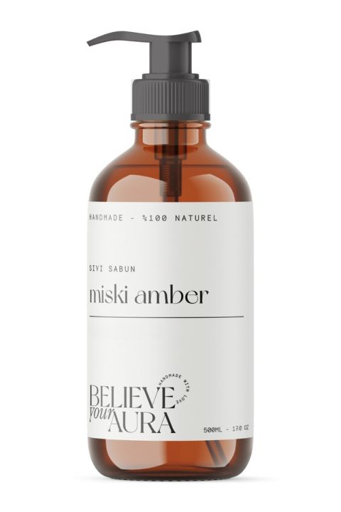 Believe Your Aura Miski Amber Yağı El ve Cilt Sabunu - E Vitamini Aloe Vera Shea Butter Katkılı %100 Doğal Sıvı Sabun SIVMIA704