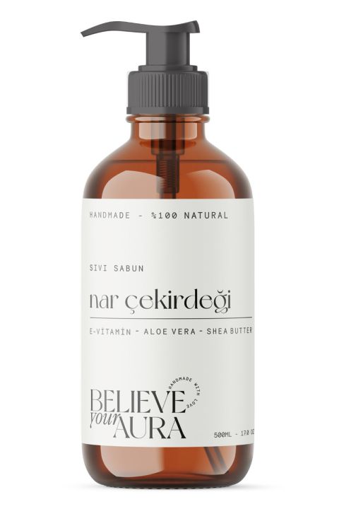 Believe Your Aura Nar Çekirdeği Yağı El ve Cilt Sıvı Sabunu - E-Vitamini Aloe Vera ve Shea Butter Katkılı - SIVNAC751-751
