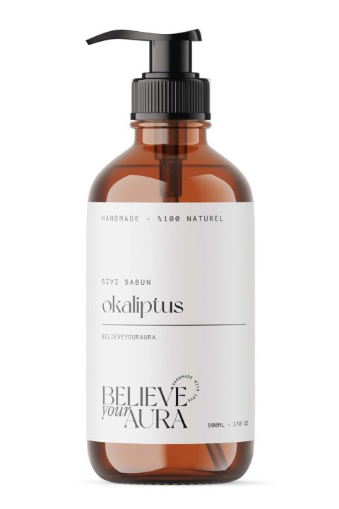 Believe Your Aura Okaliptus Yağı El ve Cilt Sabunu - E Vitamini Aloe Vera Shea Butter Katkılı %100 Doğal Sıvı Sabun SIVOKL800
