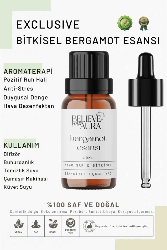 Bitkisel Bergamot Esansı - %100 Saf ve Bitkisel Buhurdanlık Difüzör Exclusive Ortam Kokusu - 10 ml