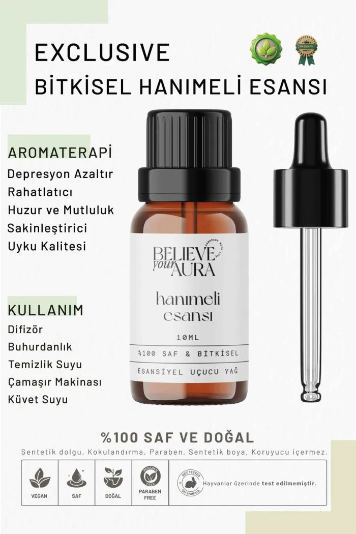Bitkisel Hanımeli Esansı - %100 Saf ve Bitkisel Buhurdanlık Difüzör Exclusive Ortam Kokusu - 10 ml
