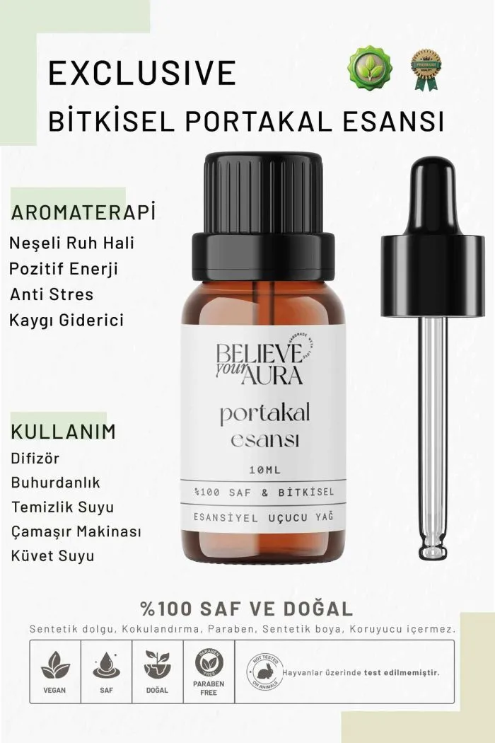 Bitkisel Portakal Esansı - %100 Saf ve Bitkisel Buhurdanlık Difüzör Exclusive Ortam Kokusu - 10 ml