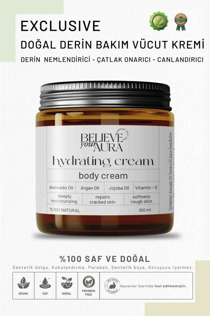 Derin Nem ve Vücut Kremi - Argan Jojoba Avokado Yağı Canlandırıcı Vücut Kremi - 50 ml