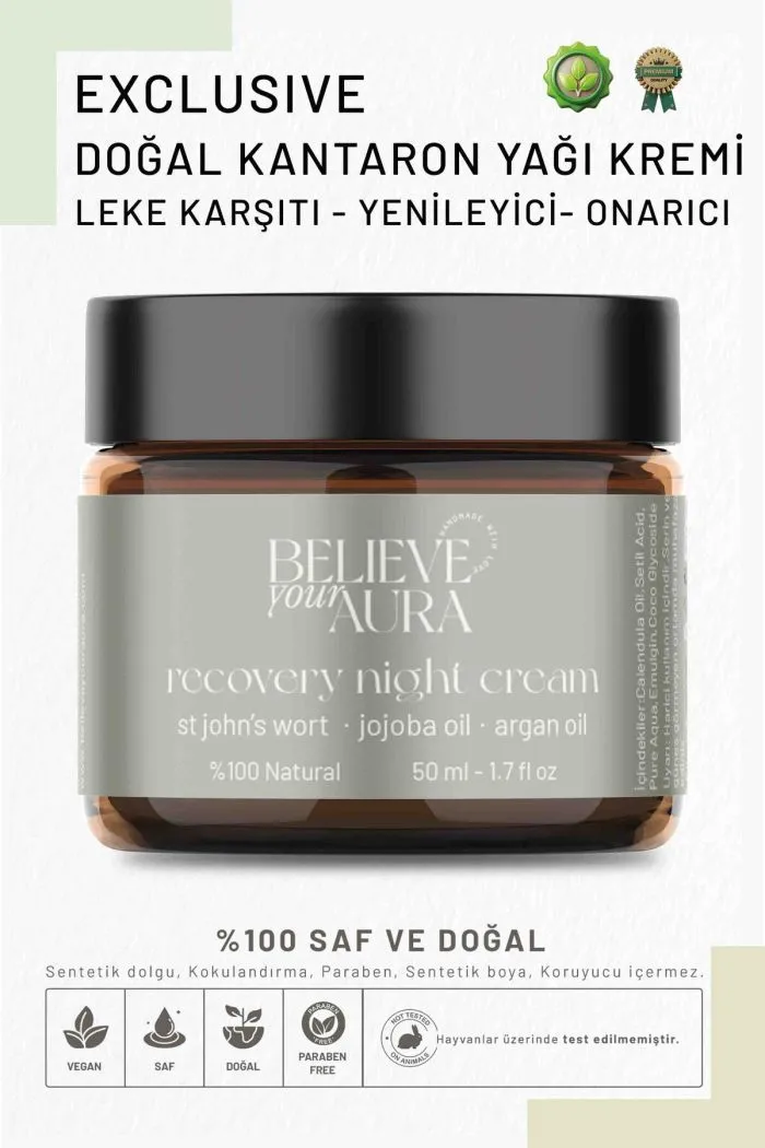 Kantaron Yağı Cilt Kremi - Leke Görünümü Karşıtı Yenileyici Doğal Gece Kremi - 50 ml