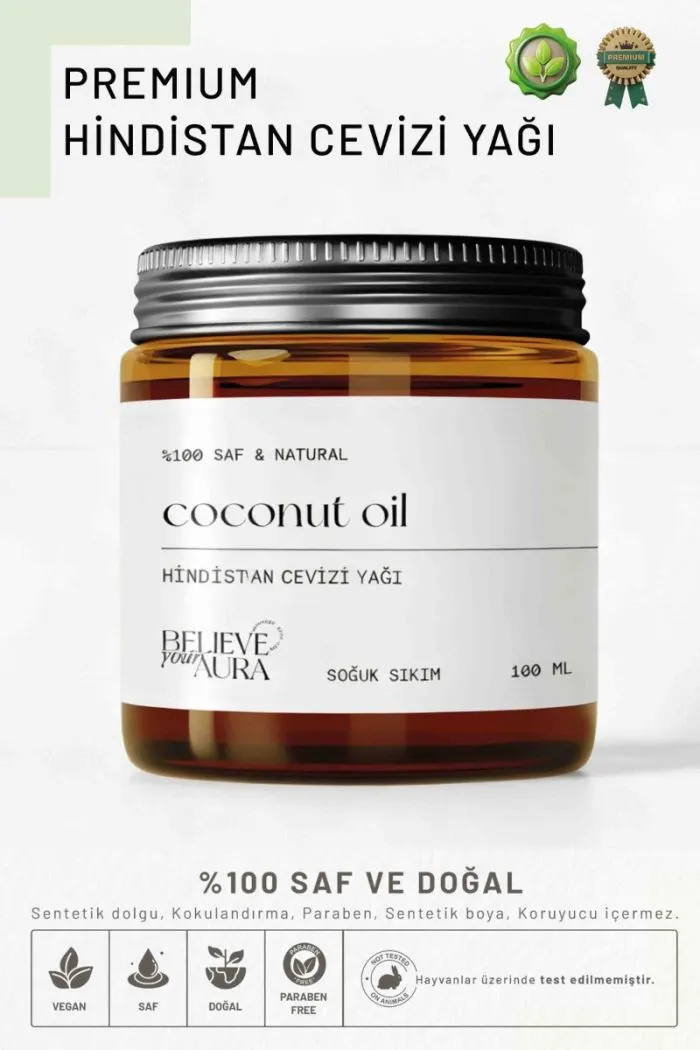 Hindistan Cevizi Yağı - %100 Saf ve Doğal Soğuk Sıkım Hindistan Cevizi Yağı - 100 ml