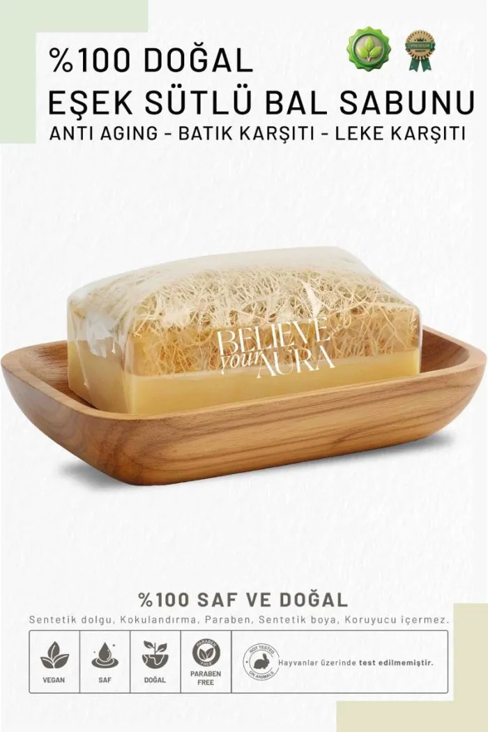 Eşek Sütlü Bal Sabunu - Doğal Kabak Lifli Anti Aging Leke Karşıtı Aydınlatıcı Bakım Sabunu - 130 gr