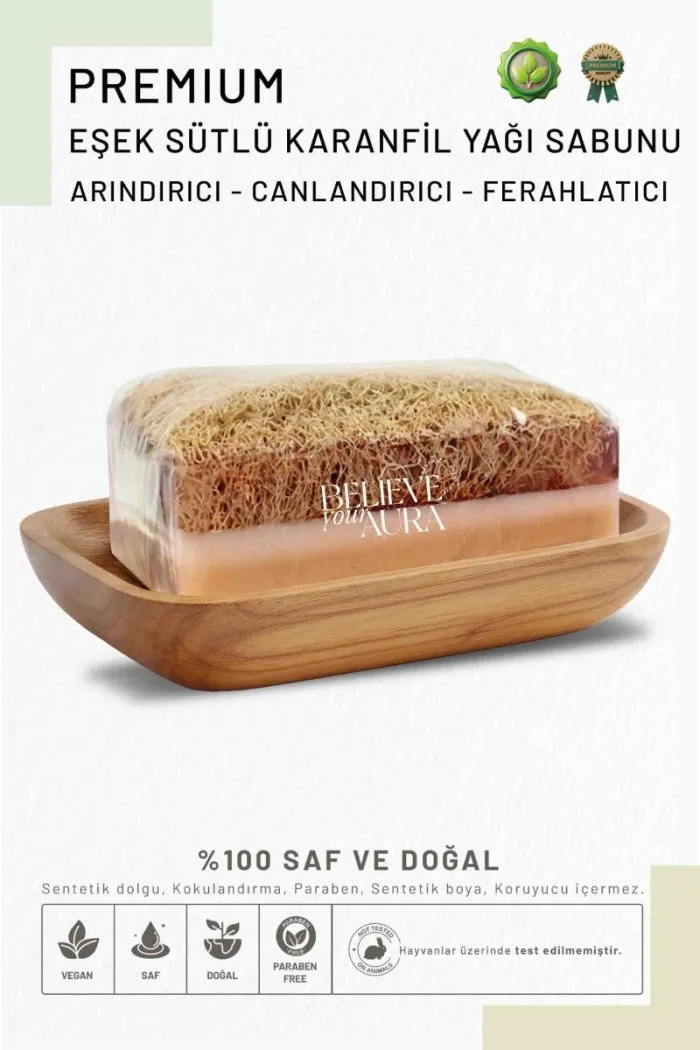 Eşek Sütlü Karanfil Sabunu - %100 Doğal Kabak Lifli Eşek Sütlü El Yapımı Karanfil Sabunu 130 gr