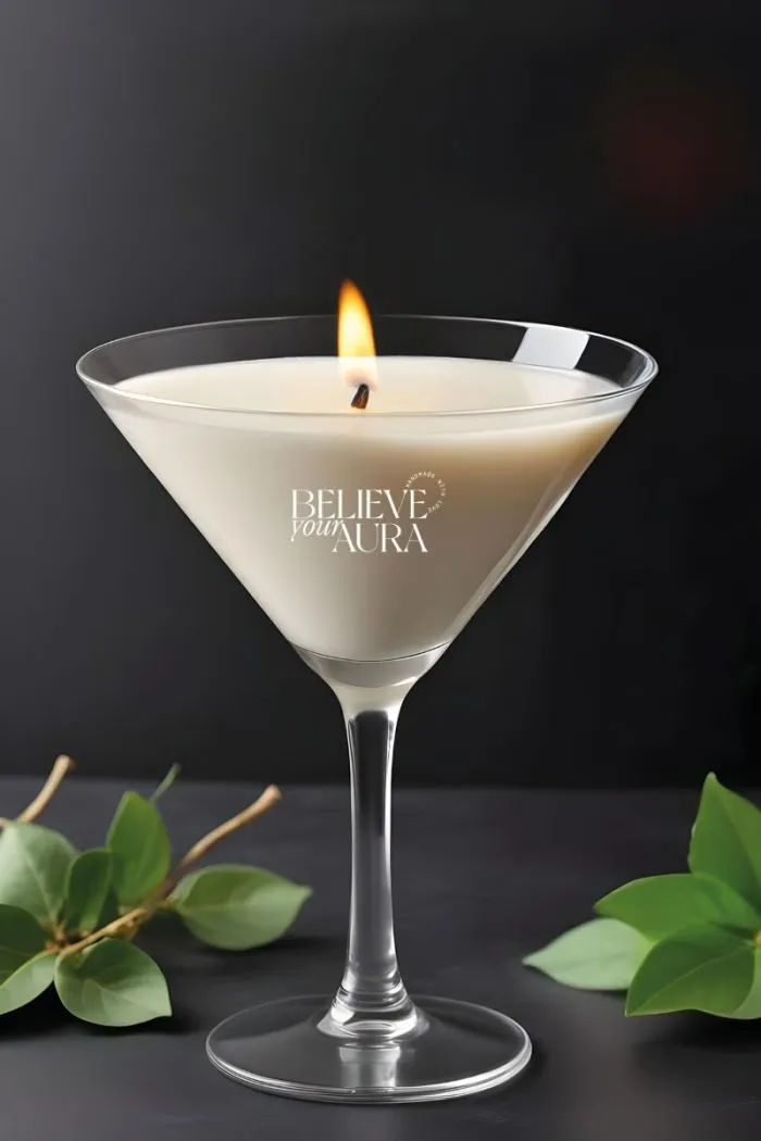 Vanilya Kokulu Bardak Mum - %100 Doğal Soya Mumu Martini Kadeh Beyaz Mum 170 cc