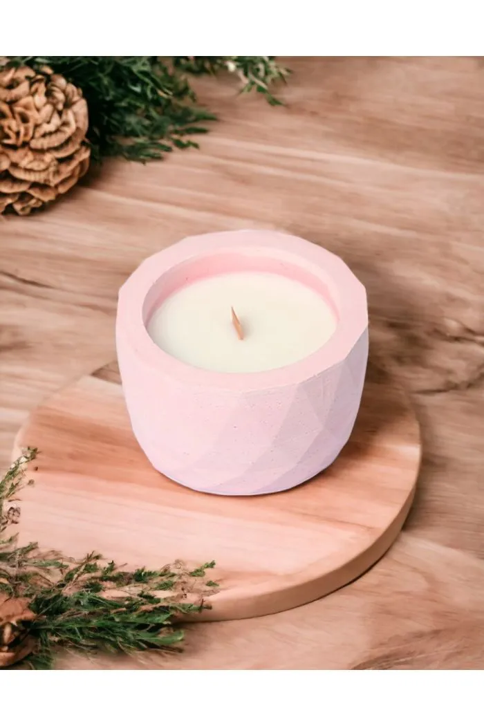 Organik Soya Wax Handmade Beton Kase Gül Kokulu Mum