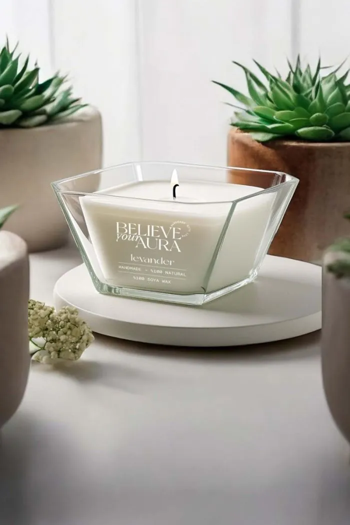 Lavanta Kokulu Mum - %100 Doğal Soya Mumu Aromaterapi ve Dekoratif Kokulu Mum - 280 cc