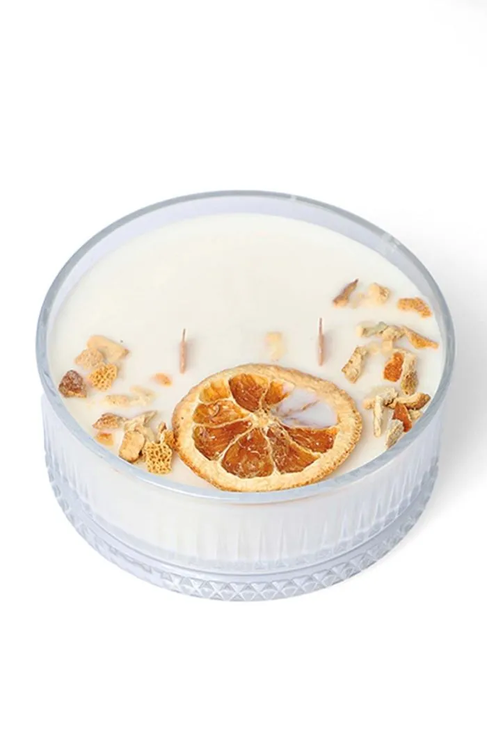 Portakal Çiçeği Kokulu Mum - %100 Doğal Soya Mumu Turuncu Silindir Mum 450 gr