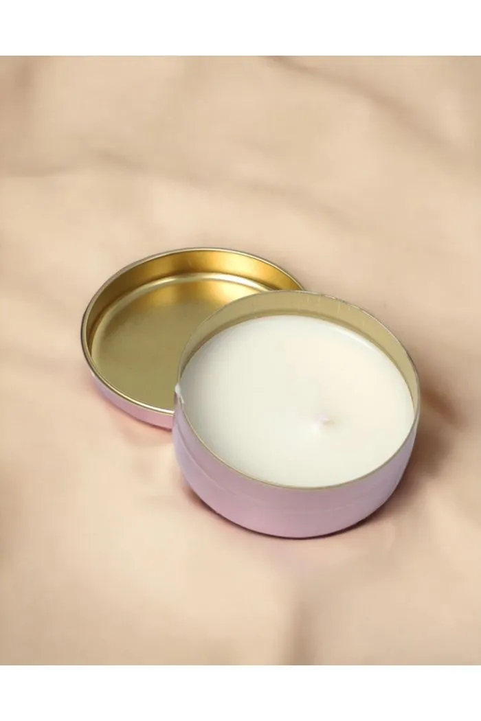 Lavanta Kokulu Mum - %100 Doğal Soya Mumu Siyah Metal Kutu Aromaterapi Mum - 50 cc
