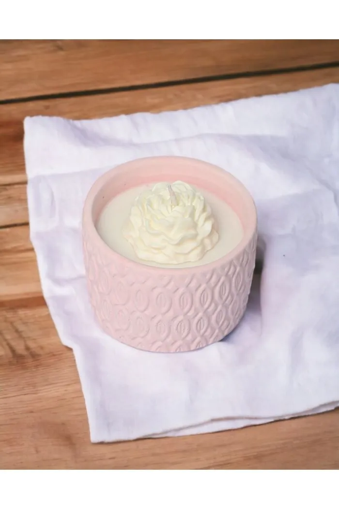 Handmade Kase Gül Kokulu Şakayık Mum