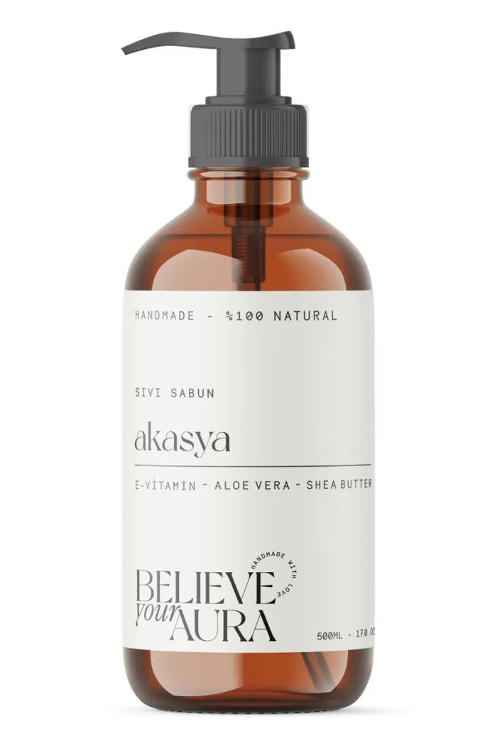 Akasya Özlü El ve Cilt Sıvı Sabunu - E Vitamini Aloe Vera ve Shea Butter Katkılı 500 ml