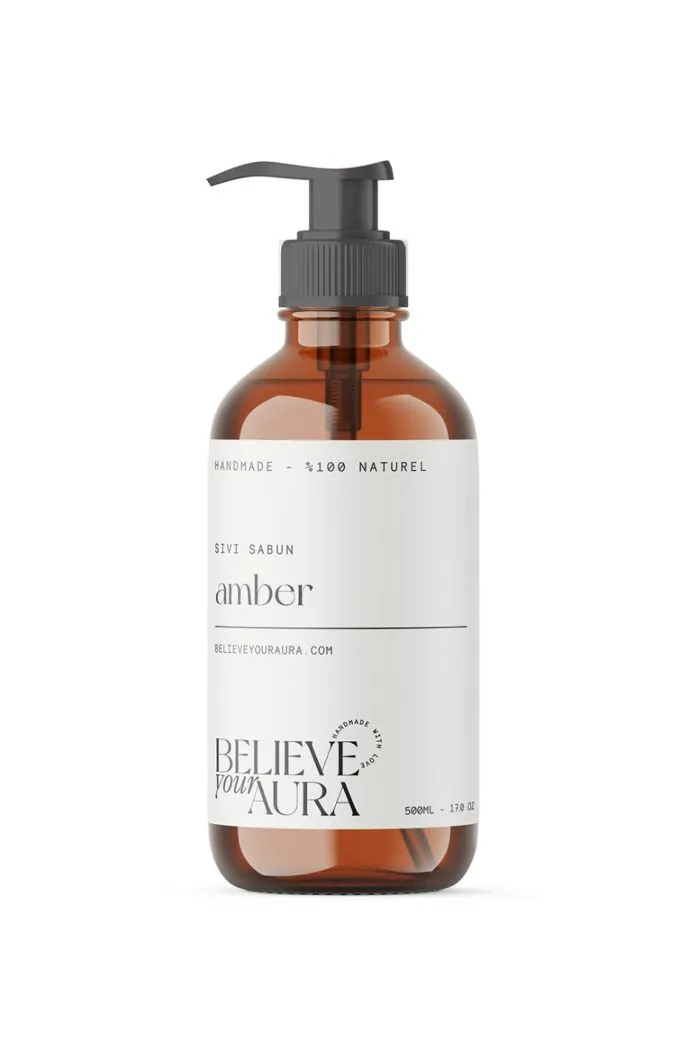 Amber Yağı El ve Cilt Sabunu - E Vitamini Aloe Vera Shea Butter Katkılı Doğal Sıvı Sabun 500 ml