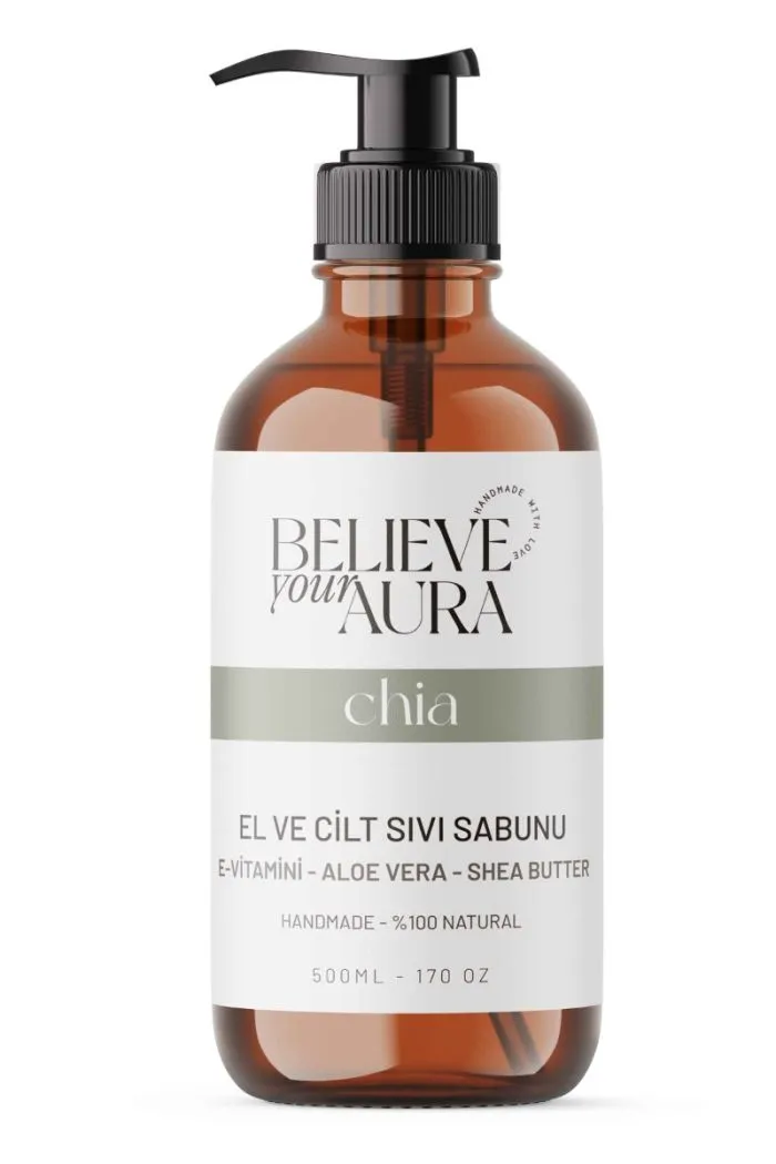 Chia Yağı El ve Cilt Sabunu - E-Vitamini Aloe Vera Shea Butter Katkılı Doğal Sıvı Sabun - 500 ml