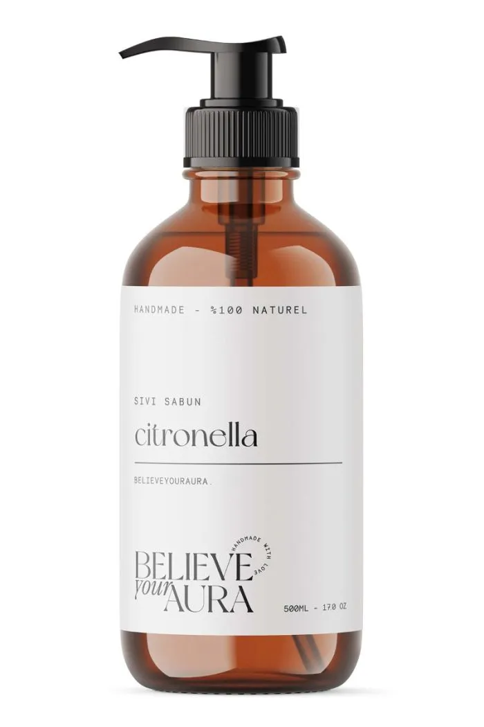 Citronella Yağı El ve Cilt Sabunu - E Vitamini Aloe Vera Shea Butter Katkılı Doğal Sıvı Sabun 500 ml