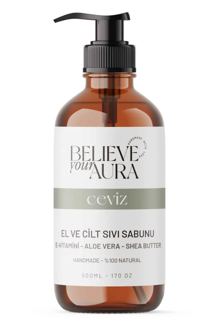 Ceviz Yağı El ve Cilt Sabunu - E-Vitamini Aloe Vera Shea Butter Katkılı Doğal Sıvı Sabun - 500 ml
