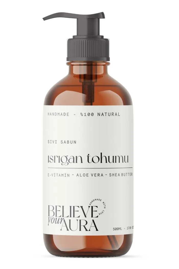 %100 Doğal Isırgan Tohumu Yağı El ve Cilt Sıvı Sabunu - E-Vitamini Aloe Vera Shea Butter - 500 ml