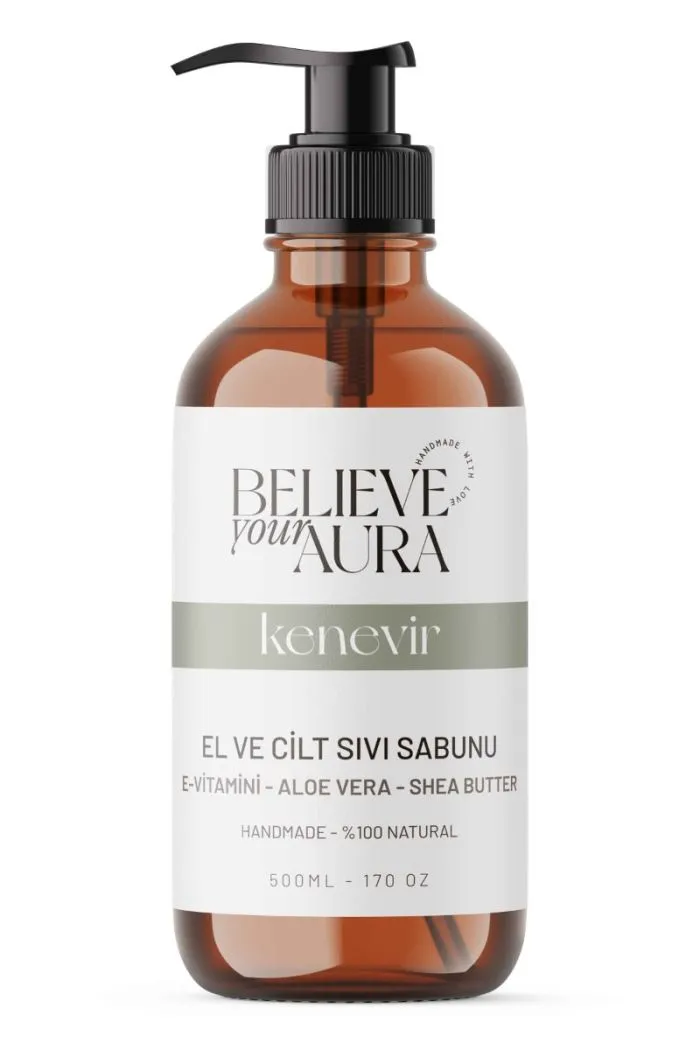 Kenevir Yağı El ve Cilt Sabunu - E-Vitamini Aloe Vera Shea Butter Katkılı Doğal Sıvı Sabun - 500 ml