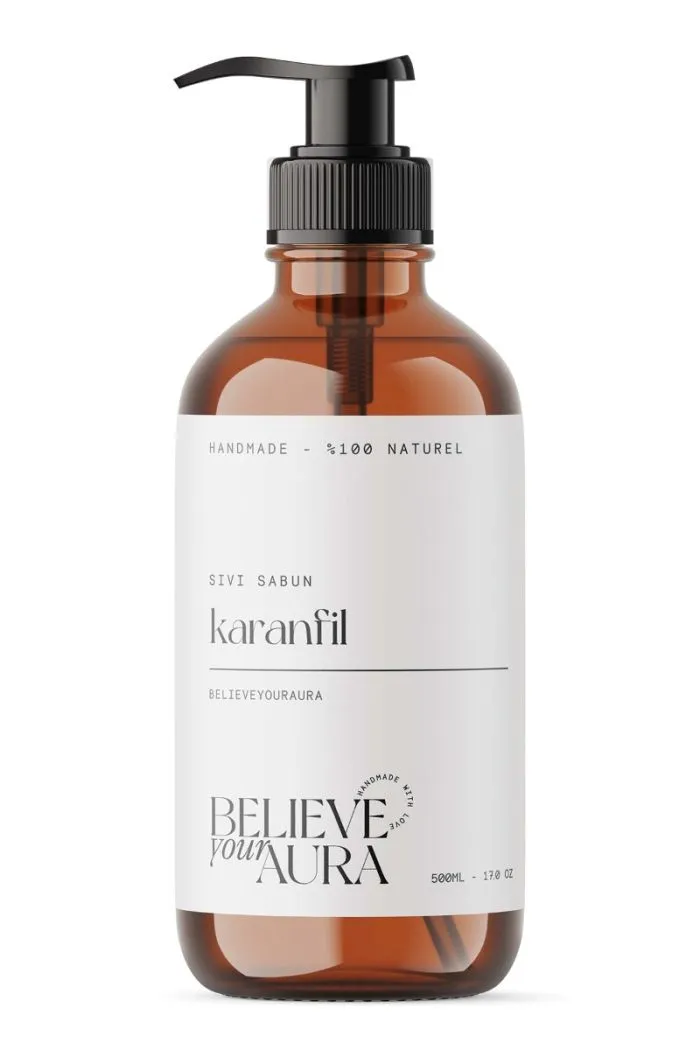 Karanfil Yağı El ve Cilt Sabunu - E Vitamini Aloe Vera Shea Butter Katkılı %100 Doğal Sıvı Sabun 500 ml
