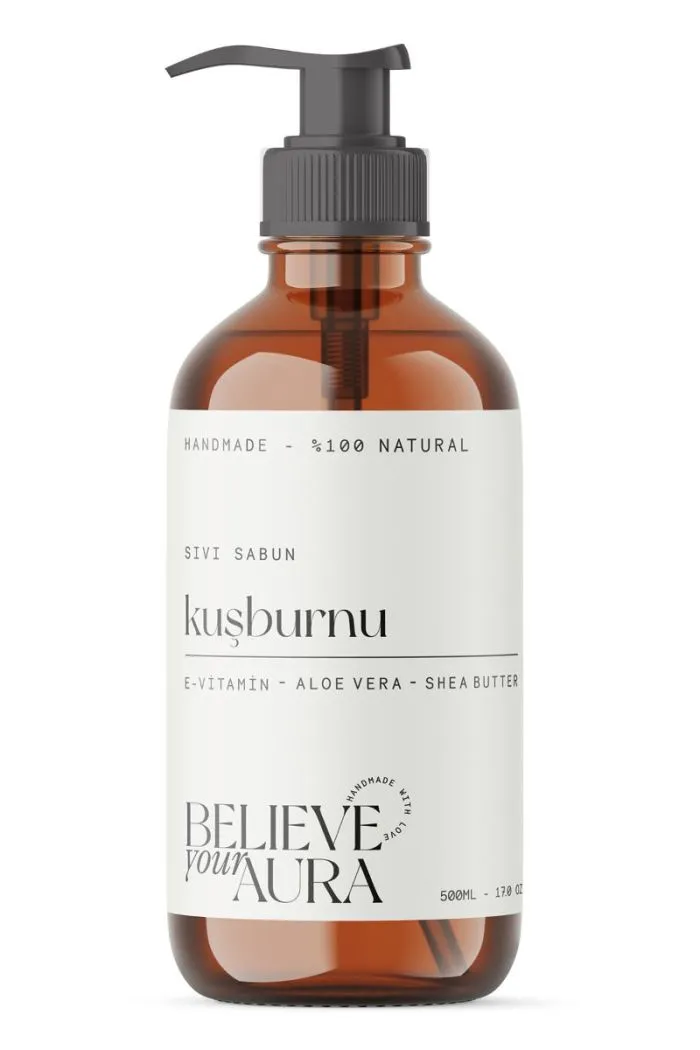 Kuşburnu Yağı El ve Cilt Sıvı Sabunu - E Vitamini Aloe Vera ve Shea Butter Katkılı Doğal Sıvı Sabun 500 ml