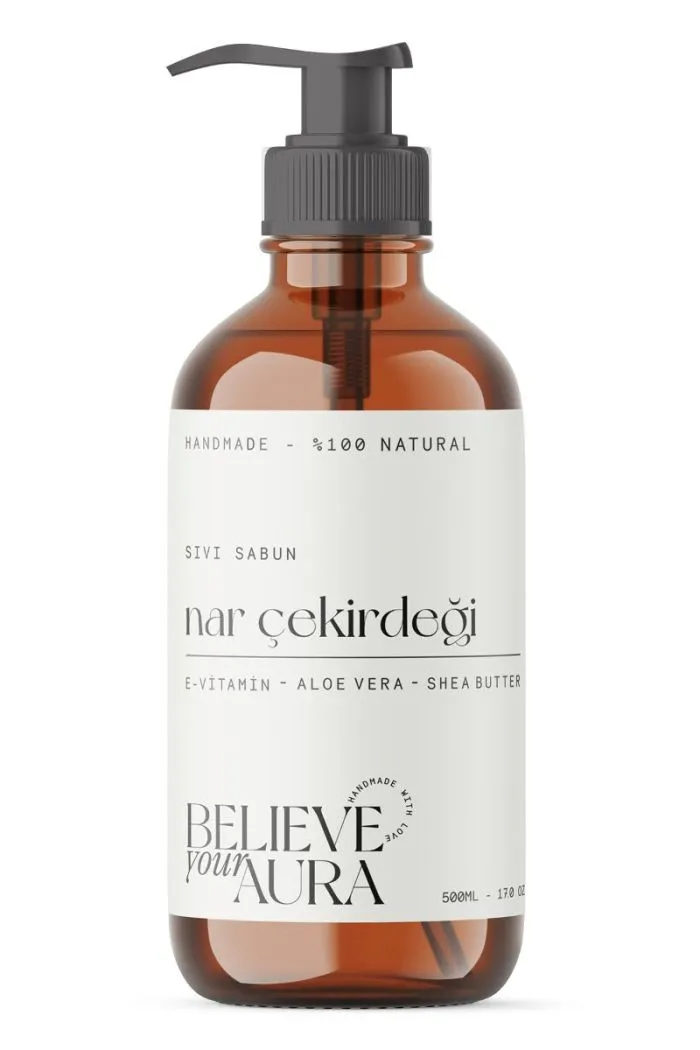 Nar Çekirdeği Yağı El ve Cilt Sıvı Sabunu - E Vitamini Aloe Vera ve Shea Butter Katkılı %100 Doğal Sıvı Sabun 500 ml