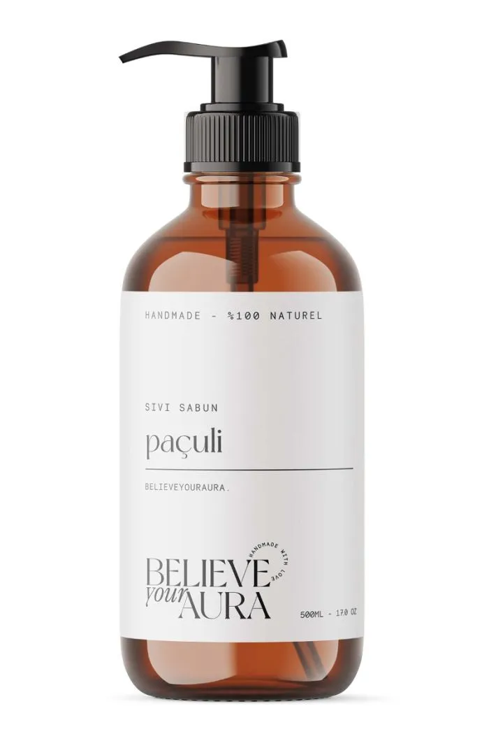 Paçuli Yağı El ve Cilt Sabunu - E Vitamini Aloe Vera Shea Butter Katkılı %100 Doğal Sıvı Sabun 500 ml