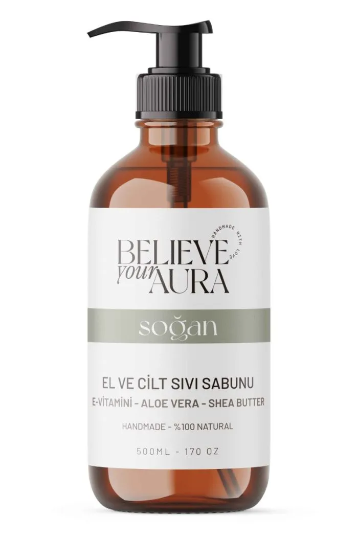Soğan Yağı El ve Cilt Sabunu - E-Vitamini Aloe Vera Shea Butter Katkılı Doğal Sıvı Sabun - 500 ml