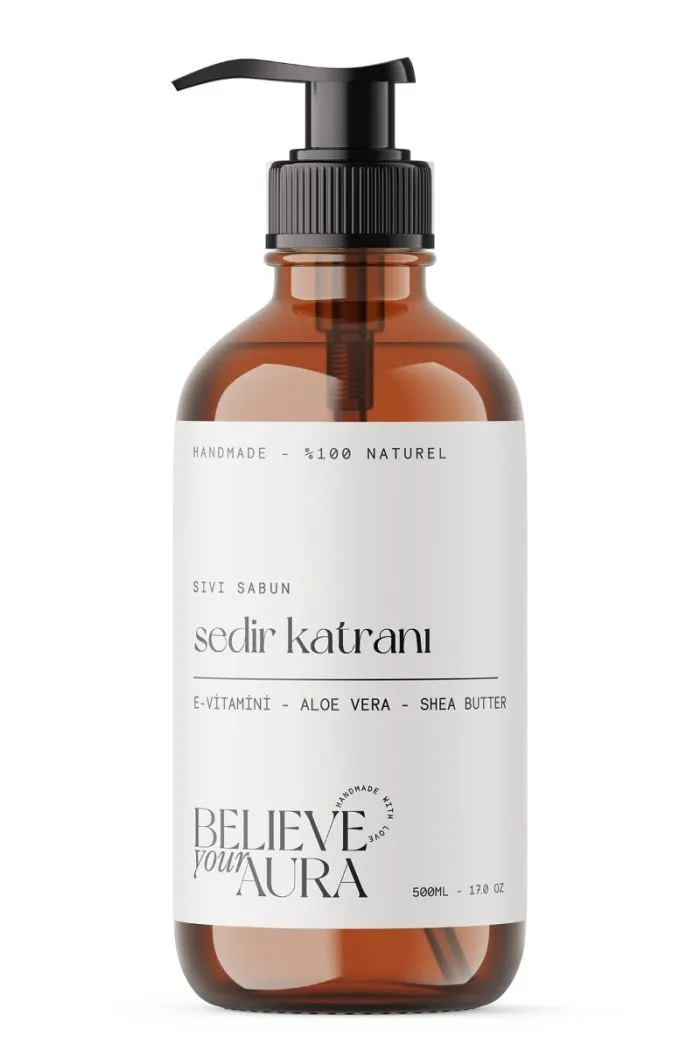 Doğal Sedir Katranı Sıvı Sabunu - E-vitamini Aloe Vera Shea Butter Katkılı - 500 Ml