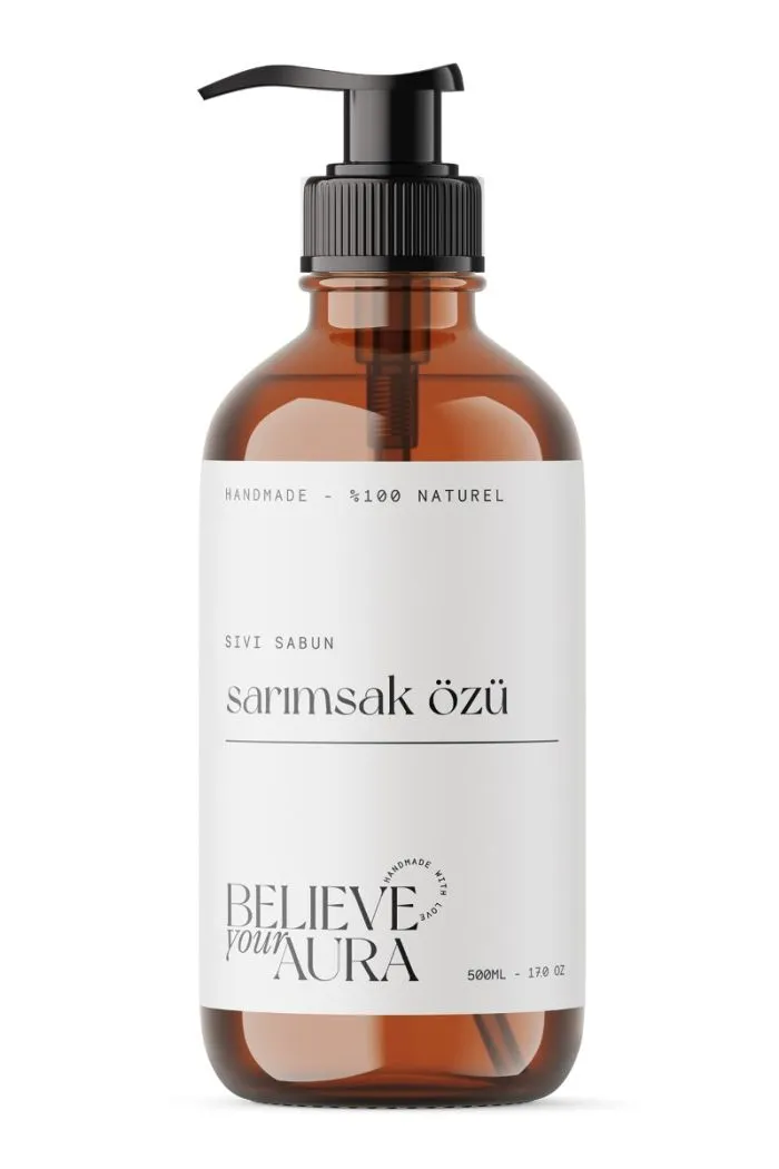Sarımsak Yağı El ve Cilt Sabunu - E Vitamini Aloe Vera Shea Butter Katkılı Doğal Sıvı Sabun 500 ml