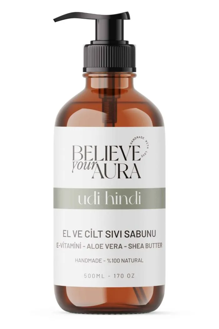 Udi Hindi Yağı Cilt Sabunu - E-Vitamini Aloe Vera Shea Butter Katkılı Doğal Sıvı Sabun - 500 ml