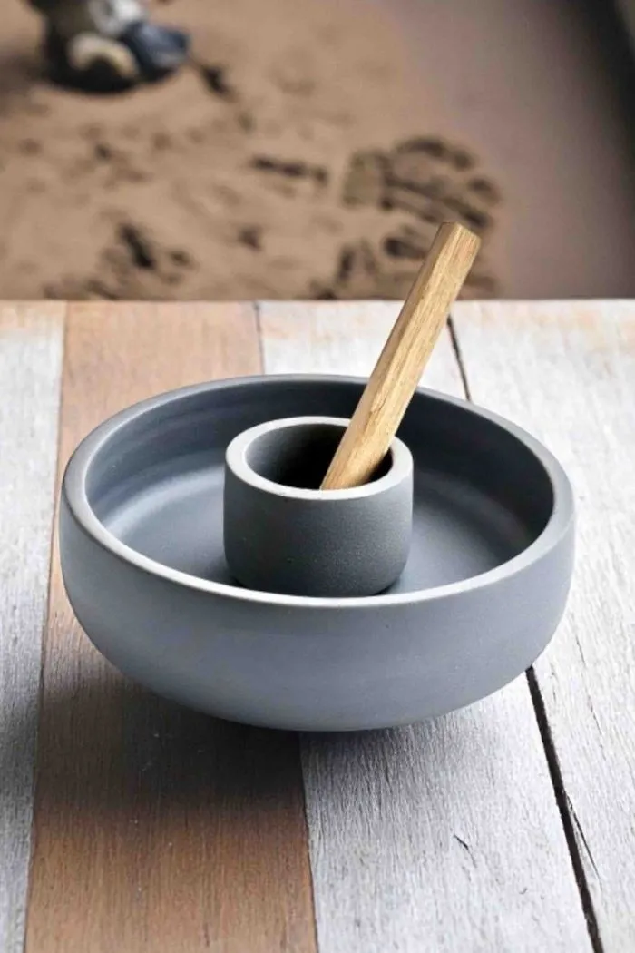 Handmade Tütsülük Seti - Palo Santo Dekoratif Aromaterapi Gri Tütsülük ve Palo Santo Tütsü 25 gr
