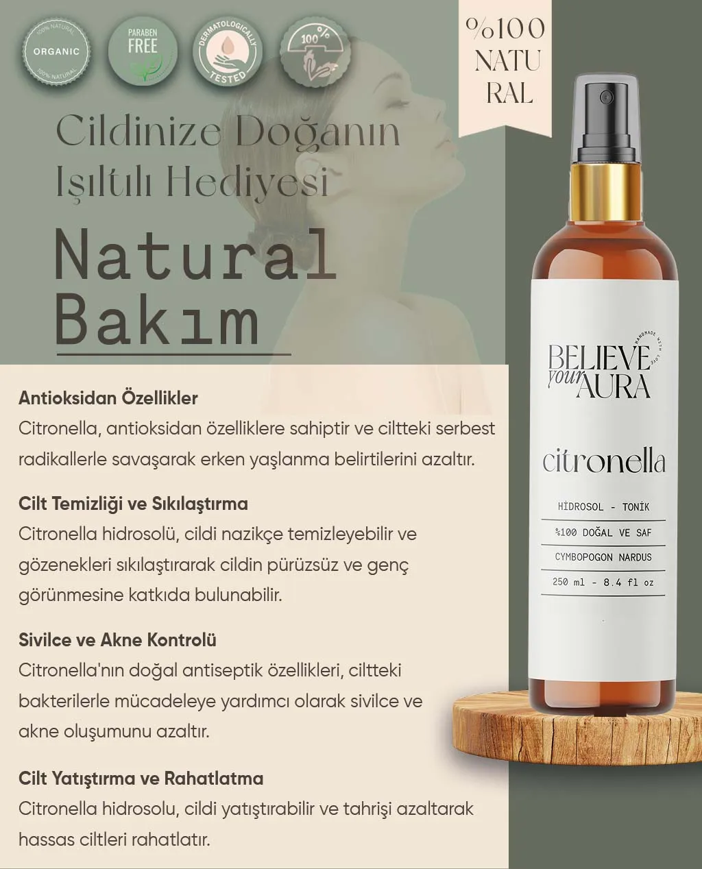 Citronella Suyu Hidrosol Tonik - Believe Your Aura (2. görsel)